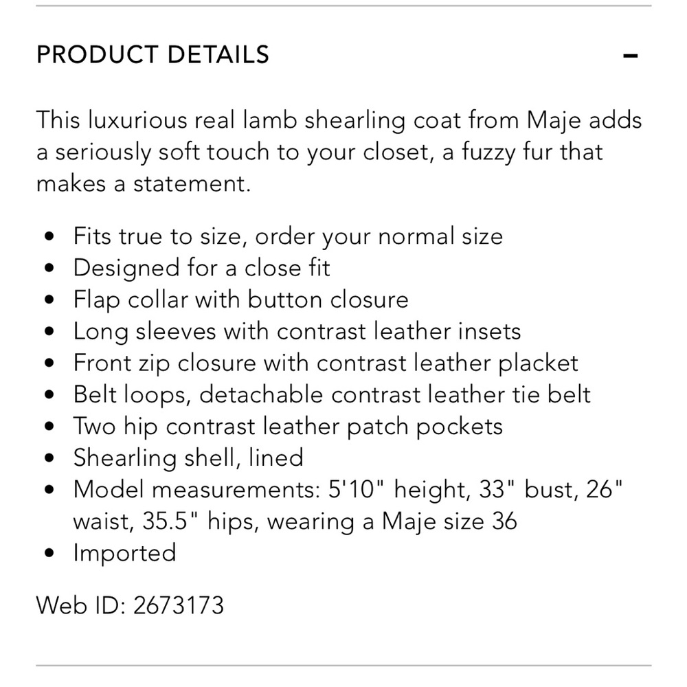 Maje Gulen Shearling suede coat NWT MSRP. 2880$ 36 - Picture 5 of 8